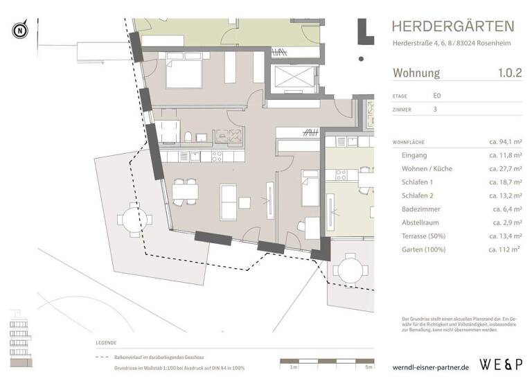 Wohnung zum Kauf - Erstbezug provisionsfrei 695.000 € 3 Zimmer 94 m² EG Herderstraße 4, 6, 8 West Rosenheim 83024