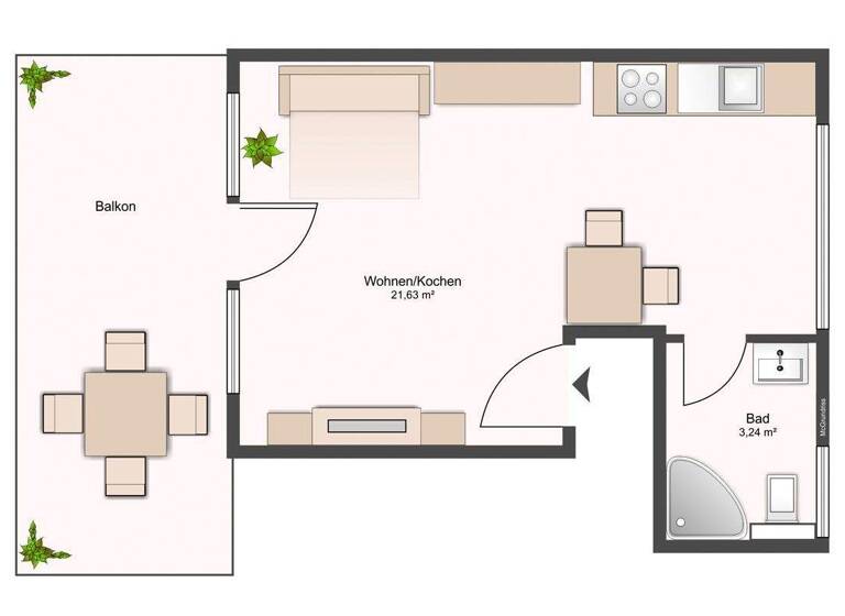 Studio zur Miete 375 € 1 Zimmer 33,9 m² 1. Geschoss Kesselsdorfer Straße 185 Naußlitz Dresden 01169
