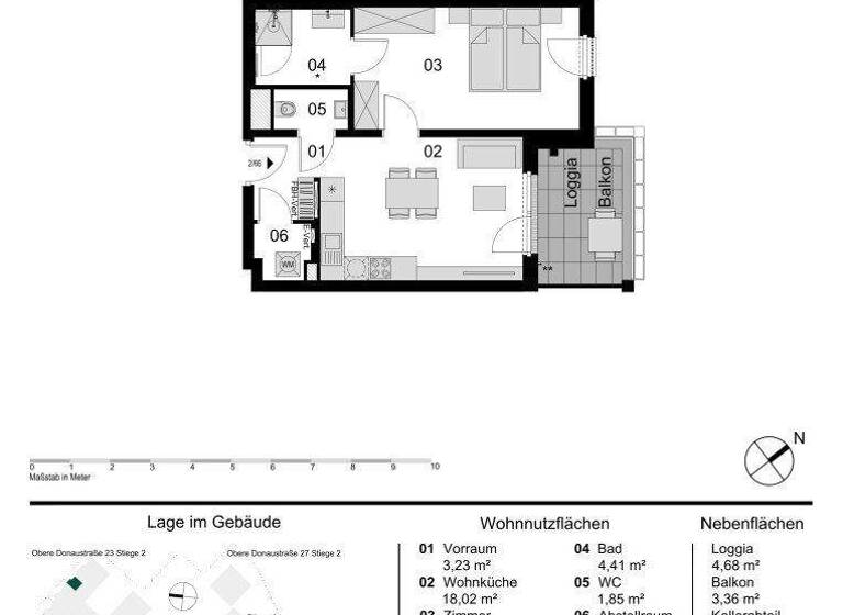 Wohnung zum Kauf - Erstbezug 501.000 € 2 Zimmer 46,4 m² 5. Geschoss Obere Donaustraße 23 Wien 1020