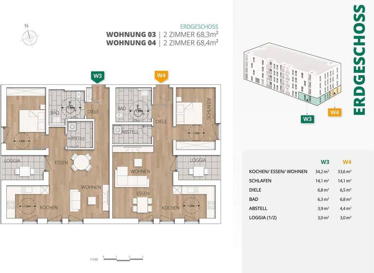 Wohnung zum Kauf - Erstbezug 338.590 € 2 Zimmer 68,4 m² EG Scheffelstraße 3b Grenzach Grenzach-Wyhlen 79639