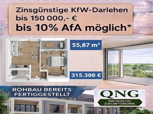 Wohnung zum Kauf - Erstbezug provisionsfrei als Kapitalanlage geeignet 315.300 € 2 Zimmer 55,7 m² Reichelsdorf Südliche Außenstadt 90453