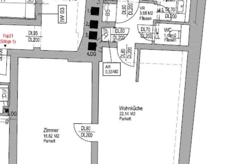 Wohnung zur Miete 1.267 € 2 Zimmer 50,7 m² 4. Geschoss Wien 1010