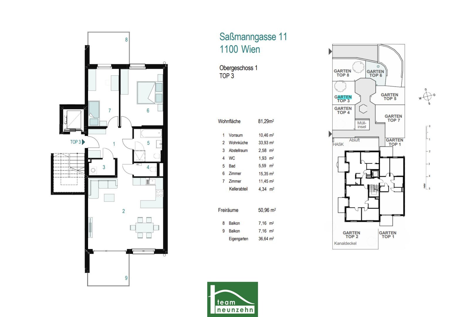 Wohnung zur Miete 1.360 € 3 Zimmer 81,6 m²<br/>Wohnfläche 1.<br/>Geschoss Sassmanngasse 11 Wien 1100