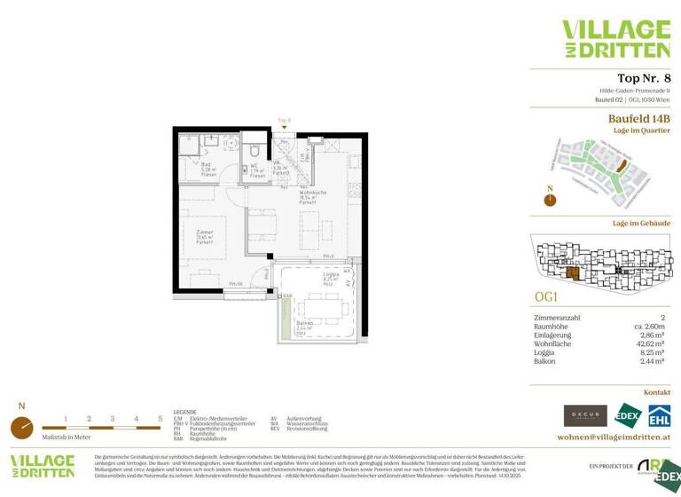 Wohnung zum Kauf - Erstbezug 309.000 € 2 Zimmer 42,6 m² 1. Geschoss Hilde-Güden-Promenade 9 Wien 1030