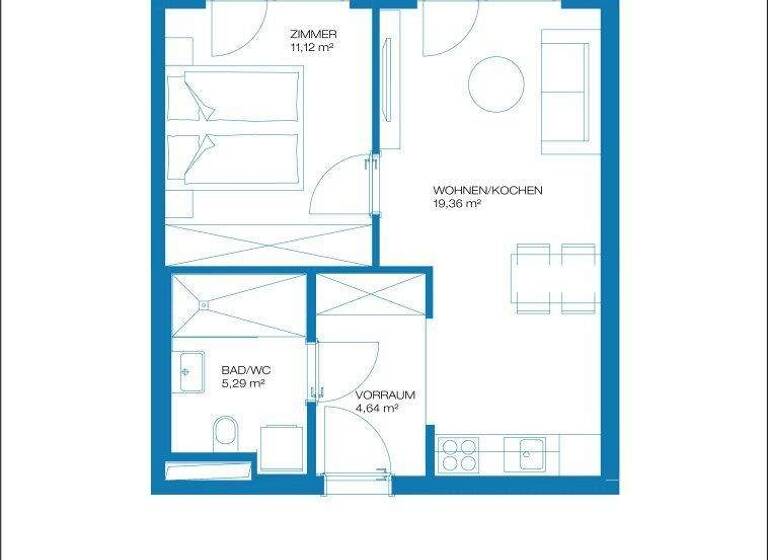 Wohnung zur Miete 445 € 2 Zimmer 40,4 m² 2. Geschoss frei ab 01.07.2026 Grillweg 7 Straßgang Graz 8053