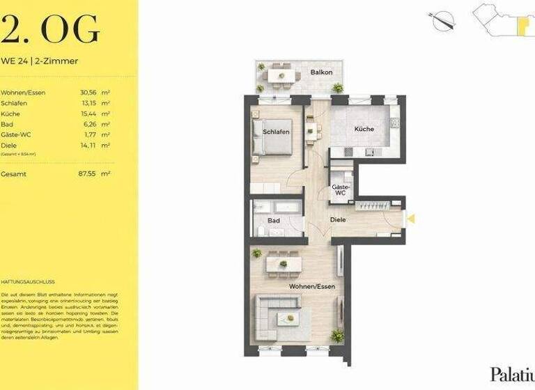 Wohnung zum Kauf 450.000 € 2 Zimmer 87,5 m² 2. Geschoss Innere Neustadt Dresden 01097