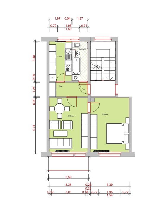 Wohnung zur Miete 255 € 2 Zimmer 49,1 m²<br/>Wohnfläche 3.<br/>Geschoss 01.03.2025<br/>Verfügbarkeit Gartenstraße 2 b Nünchritz Nünchritz 01612