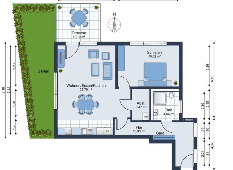Wohnung zum Kauf 294.500 € 2 Zimmer 72,9 m² EG Melle-Mitte Melle 49324