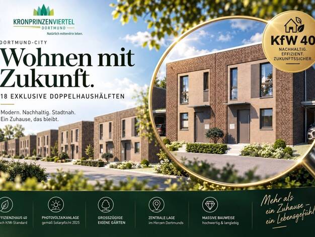 Doppelhaushälfte zum Kauf - Neubau provisionsfrei 745.250 € 5 Zimmer 154 m² 427 m² Grundstück Kronprinzenstraße Mitte Dortmund 44135
