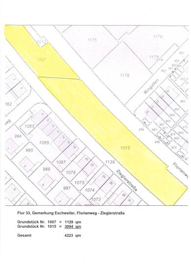 Grundstück zum Kauf 950.000 € 4.223 m² Grundstück Florianweg - Zieglerstraße Stich Eschweiler 52249