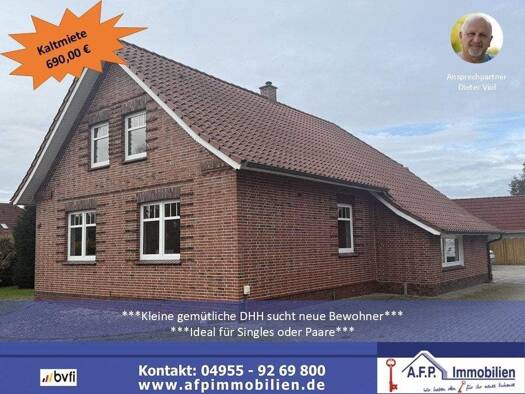 Doppelhaushälfte zur Miete 690 € 2 Zimmer 86,5 m² 250 m² Grundstück frei ab 01.03.2026 Flachsmeer Westoverledingen 26810