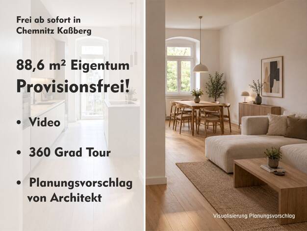 Wohnung zum Kauf provisionsfrei 99.000 € 3 Zimmer 88,6 m² 2. Geschoss frei ab 01.11.2026 Franz-Mehring-Straße 9 Kaßberg Chemnitz 09112