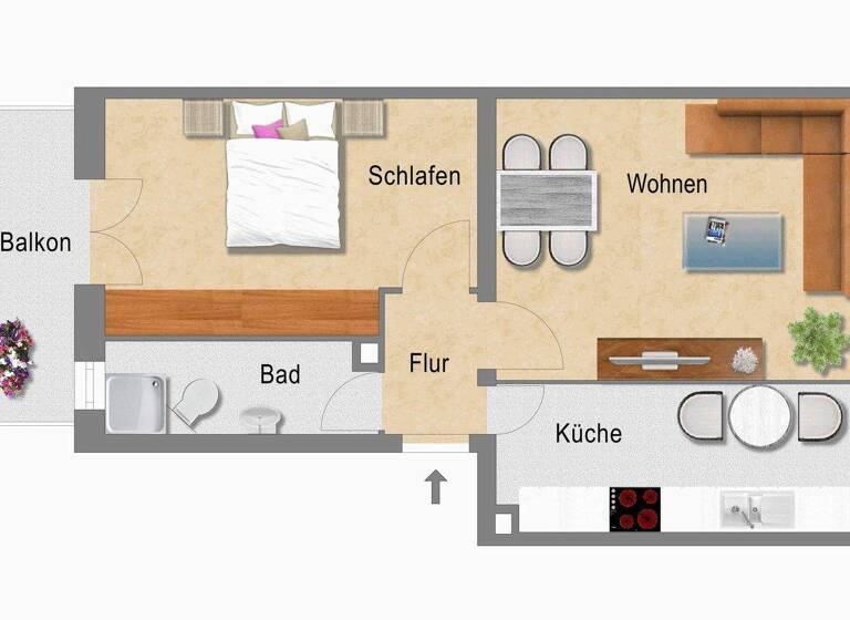Studio zur Miete 300 € 2 Zimmer 48 m² 2. Geschoss Richard-Wagner-Straße 60 Kappel Chemnitz 09119