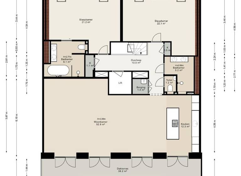 Penthouse zum Kauf 2.350.000 € 3 Zimmer 148 m² 5. Geschoss hemonylaan 23 F amsterdam 1074 BJ