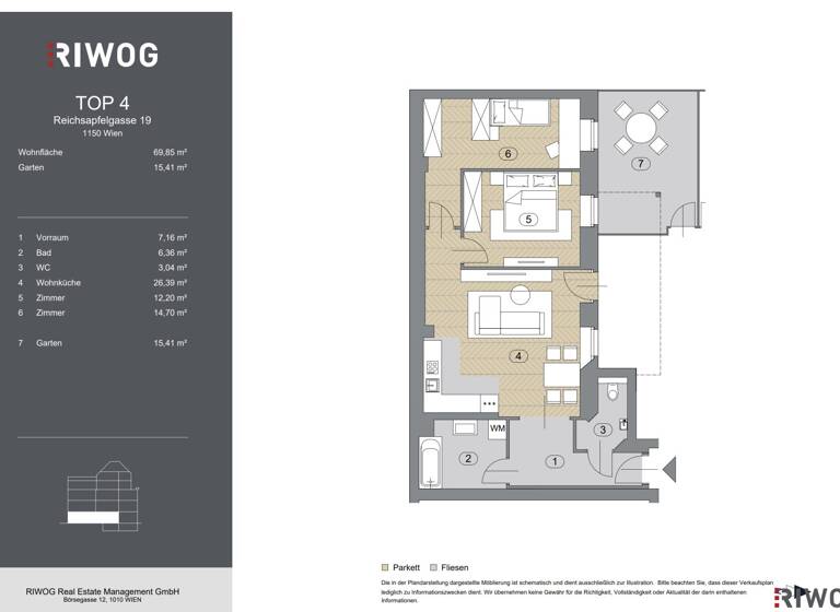 Terrassenwohnung zum Kauf 387.775 € 3 Zimmer 69,9 m² EG Wien 1150