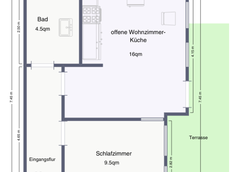 Terrassenwohnung zum Kauf provisionsfrei 125.000 € 2 Zimmer 36,6 m² Römerstraße 5/1 Gültlingen Wildberg 72218