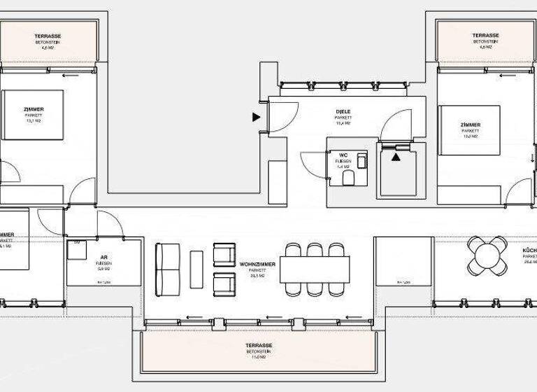 Wohnung zur Miete - Erstbezug 3.341 € 4 Zimmer 141,9 m² frei ab sofort Wien 1060