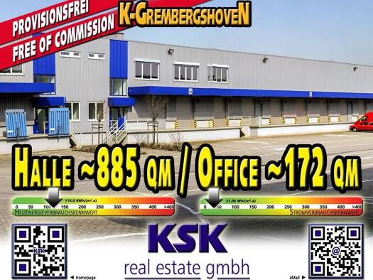 Lagerhalle zur Miete provisionsfrei 1.057 m² Lagerfläche teilbar von 1.055 m² bis 2.112 m² Gremberghoven Köln 51149