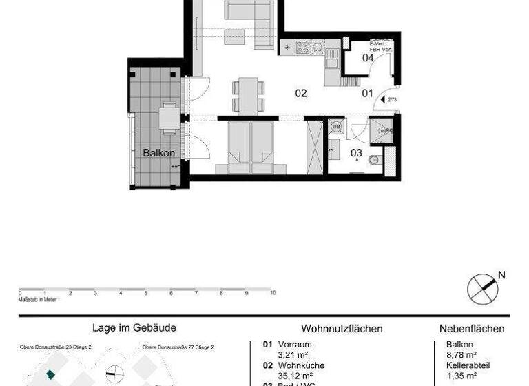 Wohnung zum Kauf - Erstbezug 464.000 € 1,5 Zimmer 46 m² 5. Geschoss Obere Donaustraße 23 Wien 1020