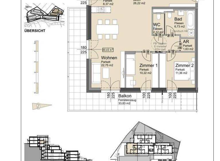Wohnung zur Miete - Erstbezug 1.439 € 3 Zimmer 89,4 m² 3. Geschoss Bründlgraben 47A Krems an der Donau 3500