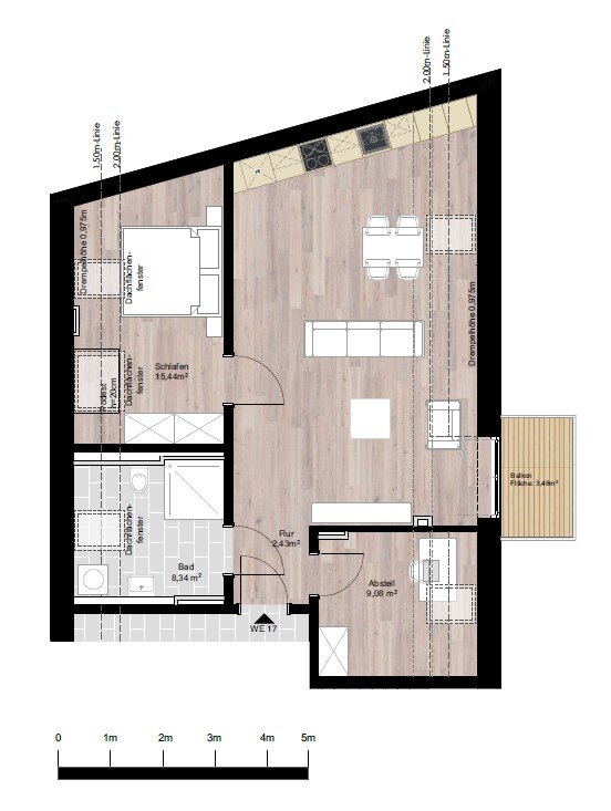 Wohnung zur Miete 1.326 € 2 Zimmer 78 m²<br/>Wohnfläche 2.<br/>Geschoss ab sofort<br/>Verfügbarkeit Auberg 66a Wik Bezirk 2 Kiel 24106