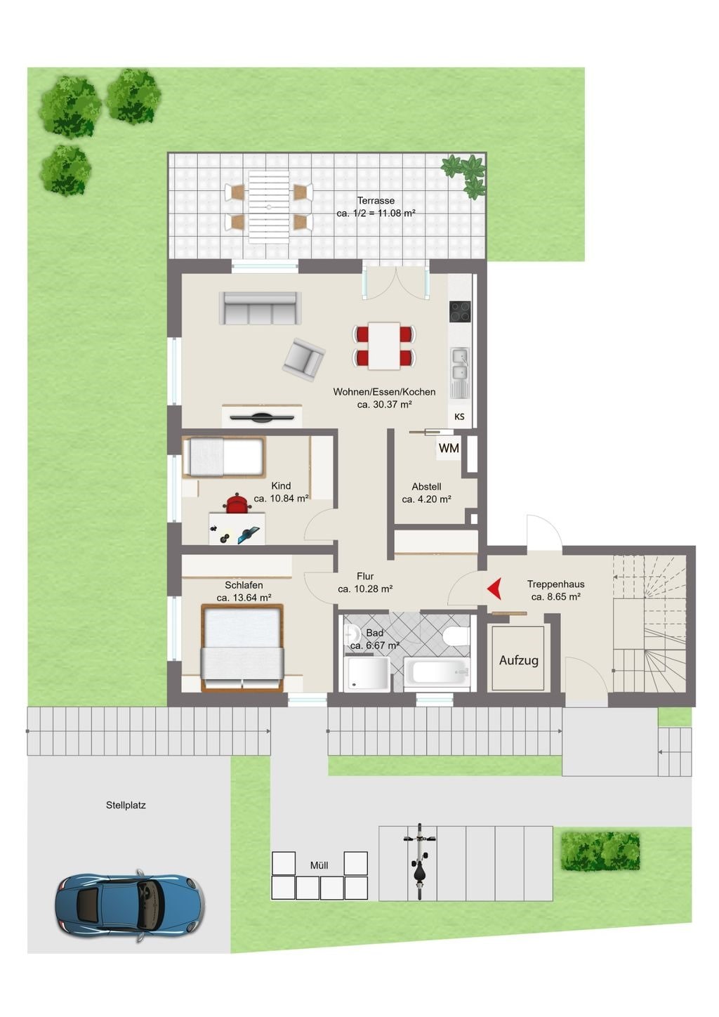 Wohnung zum Kauf provisionsfrei 612.000 € 3 Zimmer 87 m²<br/>Wohnfläche Schönbrunn Landshut 84036