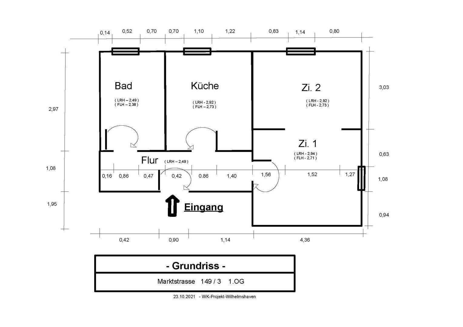 Wohnung zur Miete 300 € 2 Zimmer 38 m²<br/>Wohnfläche 1.<br/>Geschoss 01.02.2025<br/>Verfügbarkeit Marktstraße 149 Bant Wilhelmshaven 26382