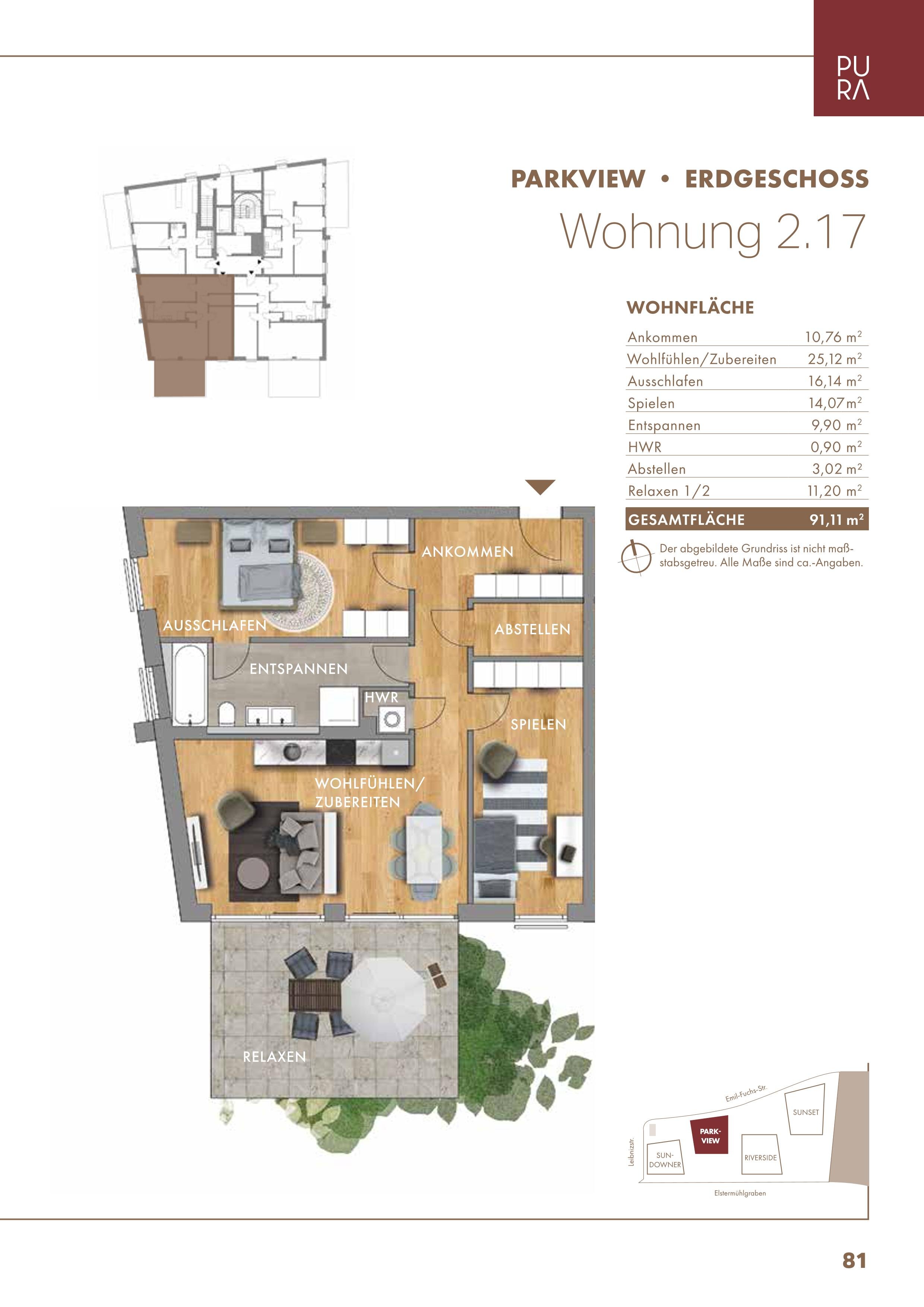 Terrassenwohnung zur Miete 1.731 € 3 Zimmer 91,1 m²<br/>Wohnfläche EG<br/>Geschoss ab sofort<br/>Verfügbarkeit Emil-Fuchs-Str. 5 Zentrum - Nordwest Leipzig 04105