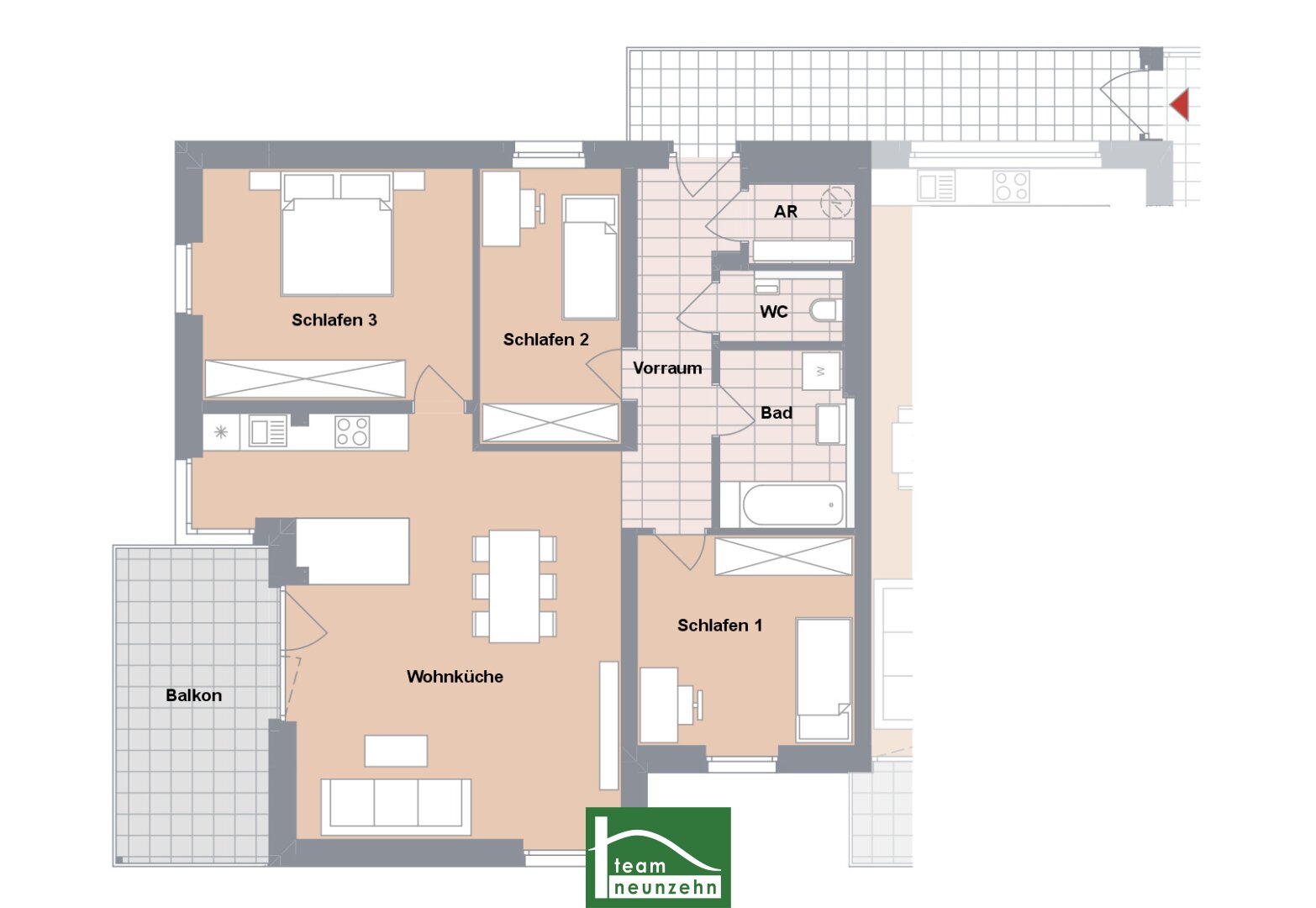 Wohnung zum Kauf provisionsfrei 588.701 € 4 Zimmer 93,6 m²<br/>Wohnfläche 1.<br/>Geschoss Heimkehrergasse 29 Wien 1100