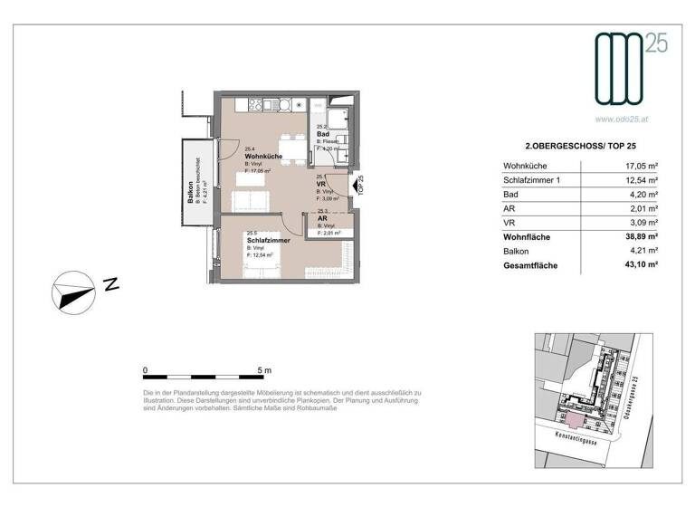 Wohnung zur Miete - Erstbezug 755 € 2 Zimmer 38,9 m² 2. Geschoss frei ab 01.07.2026 Odoakergasse 25 Wien 1160