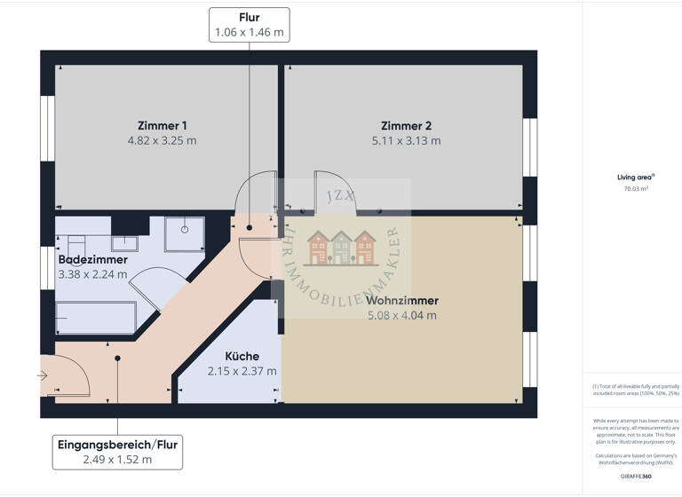 Wohnung zur Miete 455 € 3 Zimmer 70 m²<br/>Wohnfläche 2.<br/>Geschoss Innenstadt Gera 07545