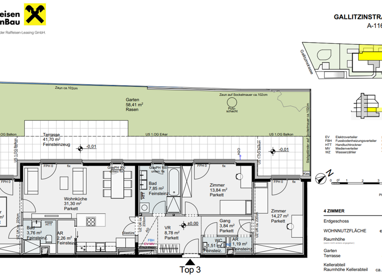 Wohnung zum Kauf provisionsfrei 855.000 € 4 Zimmer 101,9 m² EG Wien 1160