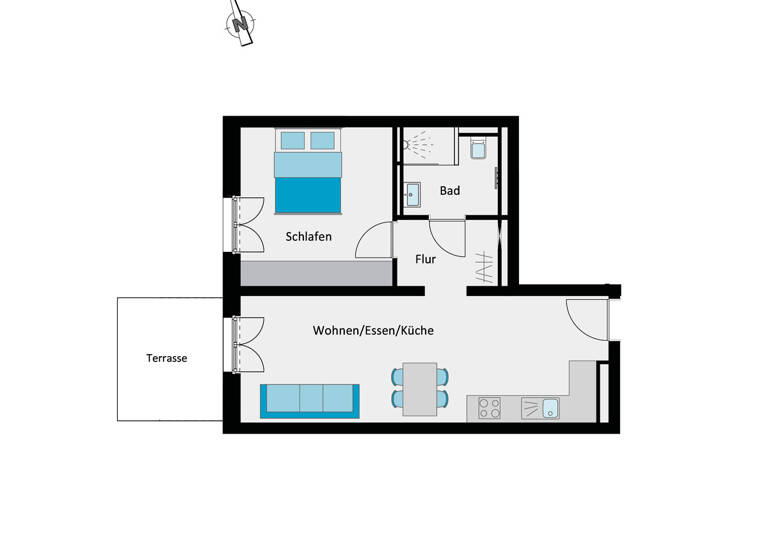 Wohnung zum Kauf - Erstbezug 310.000 € 2 Zimmer 51,5 m² EG Innenstadt Reutlingen 72764