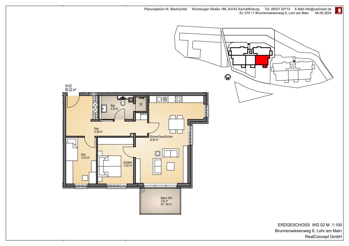 Wohnung zum Kauf 375.600 € 3 Zimmer 80,2 m²<br/>Wohnfläche 1.<br/>Geschoss Lohr Lohr am Main 97816