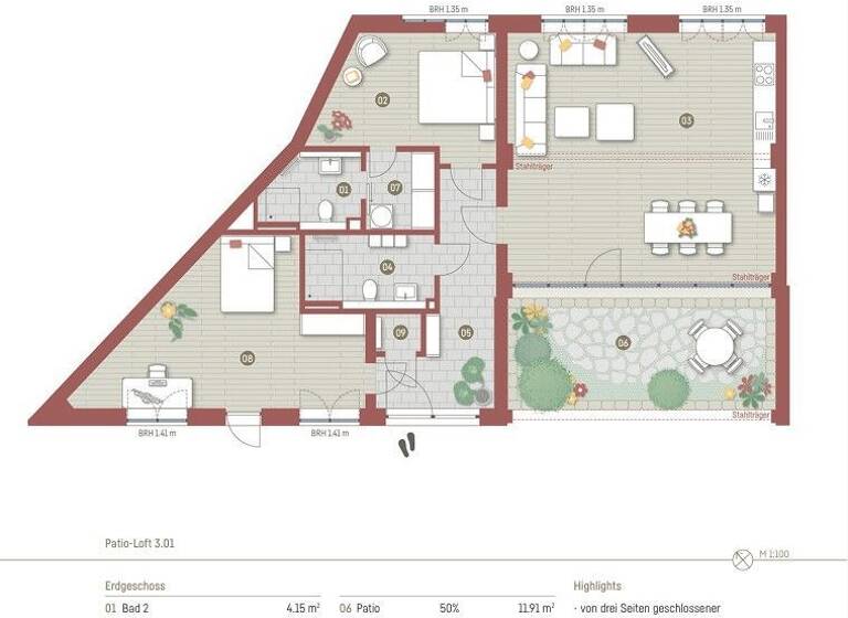 Loft zur Miete - Erstbezug 1.460 € 3 Zimmer 123,6 m² EG frei ab 01.03.2026 Gransee 16775