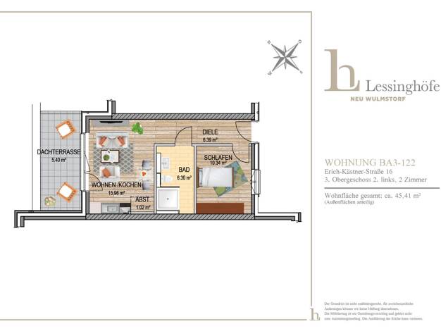 Penthouse zur Miete 658 € 2 Zimmer 45,4 m² 3. Geschoss frei ab sofort Erich-Kästner-Straße 16 Neu Wulmstorf Neu Wulmstorf 21629