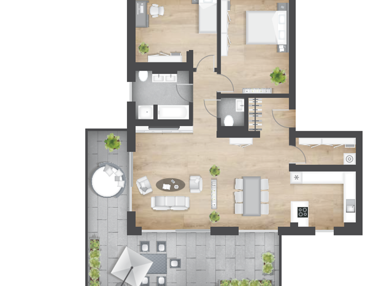 Wohnung zur Miete 2.065 € 3,5 Zimmer 118,5 m² EG Heilbronn 74074