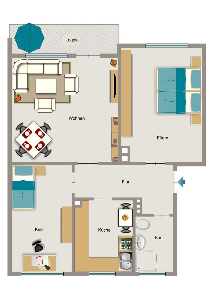 Wohnung zur Miete 538 € 3,5 Zimmer 59,1 m²<br/>Wohnfläche 1.<br/>Geschoss Danziger Straße 8 Overbruch Duisburg 47178