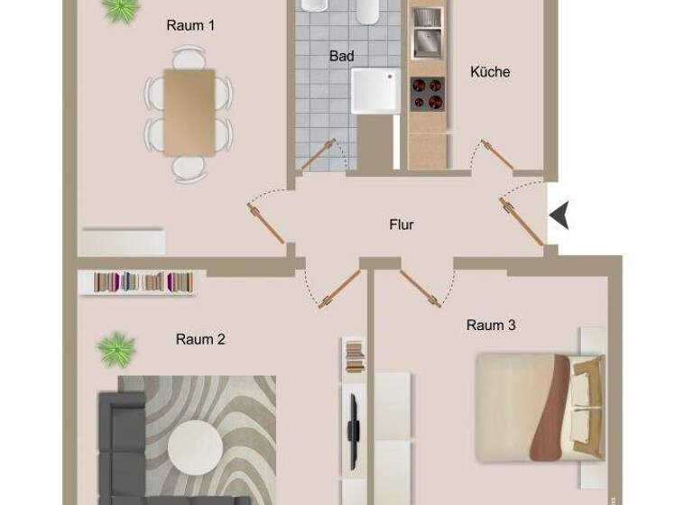 Wohnung zur Miete 502 € 3 Zimmer 62,8 m² 2. Geschoss Walbecker Str. 52 Stadtfeld West Magdeburg 39110