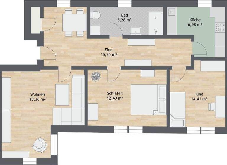 Wohnung zur Miete 410 € 3 Zimmer 72 m² Friedrich-List-Straße 25 Innenstadt Riesa 01587
