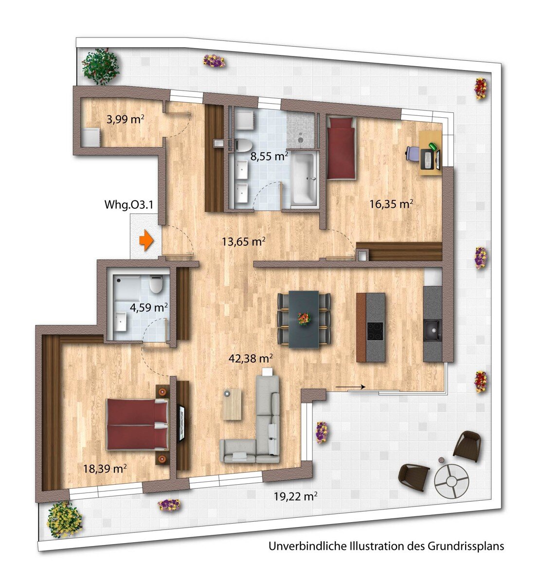 Wohnung zur Miete 1.875 € 3 Zimmer 127,1 m²<br/>Wohnfläche ab sofort<br/>Verfügbarkeit Schlesierstraße 6 Bönnigheim Bönnigheim 74357