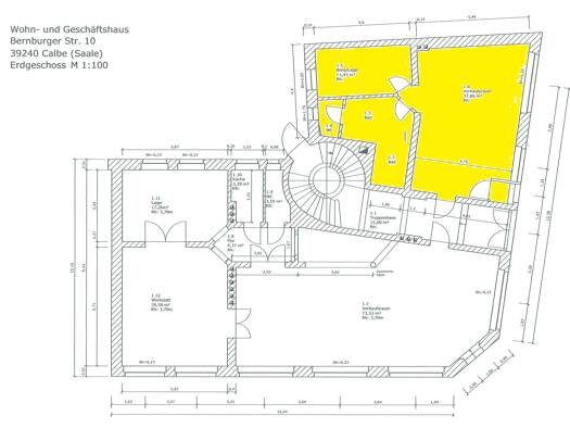 Gewerbeobjekt zum Kauf als Kapitalanlage geeignet 65.000 € 3 Zimmer 60,2 m² Bernburger Straße 10 Calbe Calbe (Saale) 39240