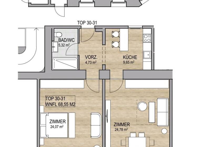 Wohnung zum Kauf - Erstbezug 399.000 € 2 Zimmer 68,6 m² 4. Geschoss Wien 1030