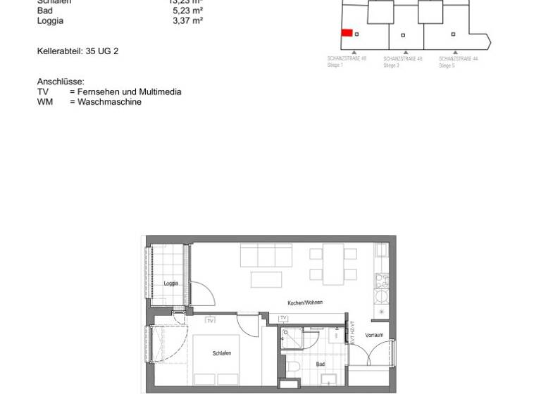 Wohnung zur Miete 874 € 2 Zimmer 48,6 m² frei ab 01.06.2026 Schanzstraße Wien 1150