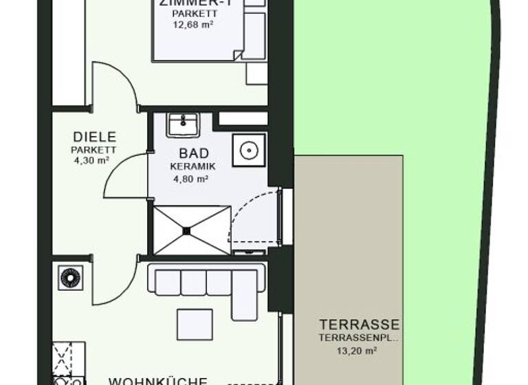 Wohnung zur Miete - Erstbezug 484 € 2 Zimmer 47 m² EG frei ab sofort Fröhlichgasse 35 Jakomini Graz 8010