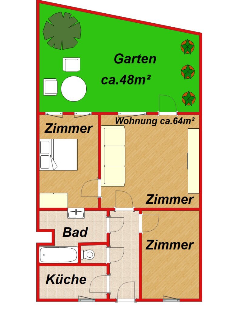 Wohnung zum Kauf 295.000 € 3 Zimmer 64,5 m²<br/>Wohnfläche EG<br/>Geschoss Wien 1150