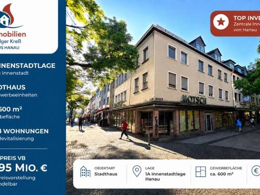 Stadthaus zum Kauf 1.295.000 € 23 Zimmer 400 m² 231 m² Grundstück Hanau 63450