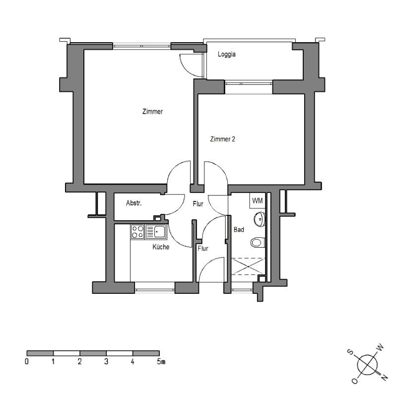 Wohnung zur Miete 377 € 2 Zimmer 57,2 m²<br/>Wohnfläche EG<br/>Geschoss Innstr. 16 Südstadt Bielefeld 33689