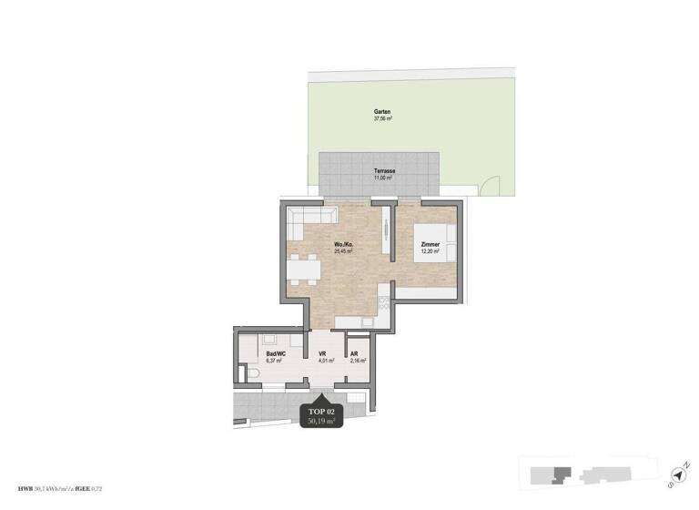 Wohnung zum Kauf - Erstbezug 306.280 € 2 Zimmer 50,2 m² EG Lindweg Geidorf Graz 8010