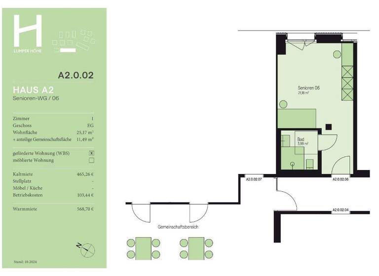 Studio zur Miete - Erstbezug 465 € 1 Zimmer 25,2 m² EG frei ab sofort Lumper Höhe 2/1 Innenstadt Ravensburg 88212